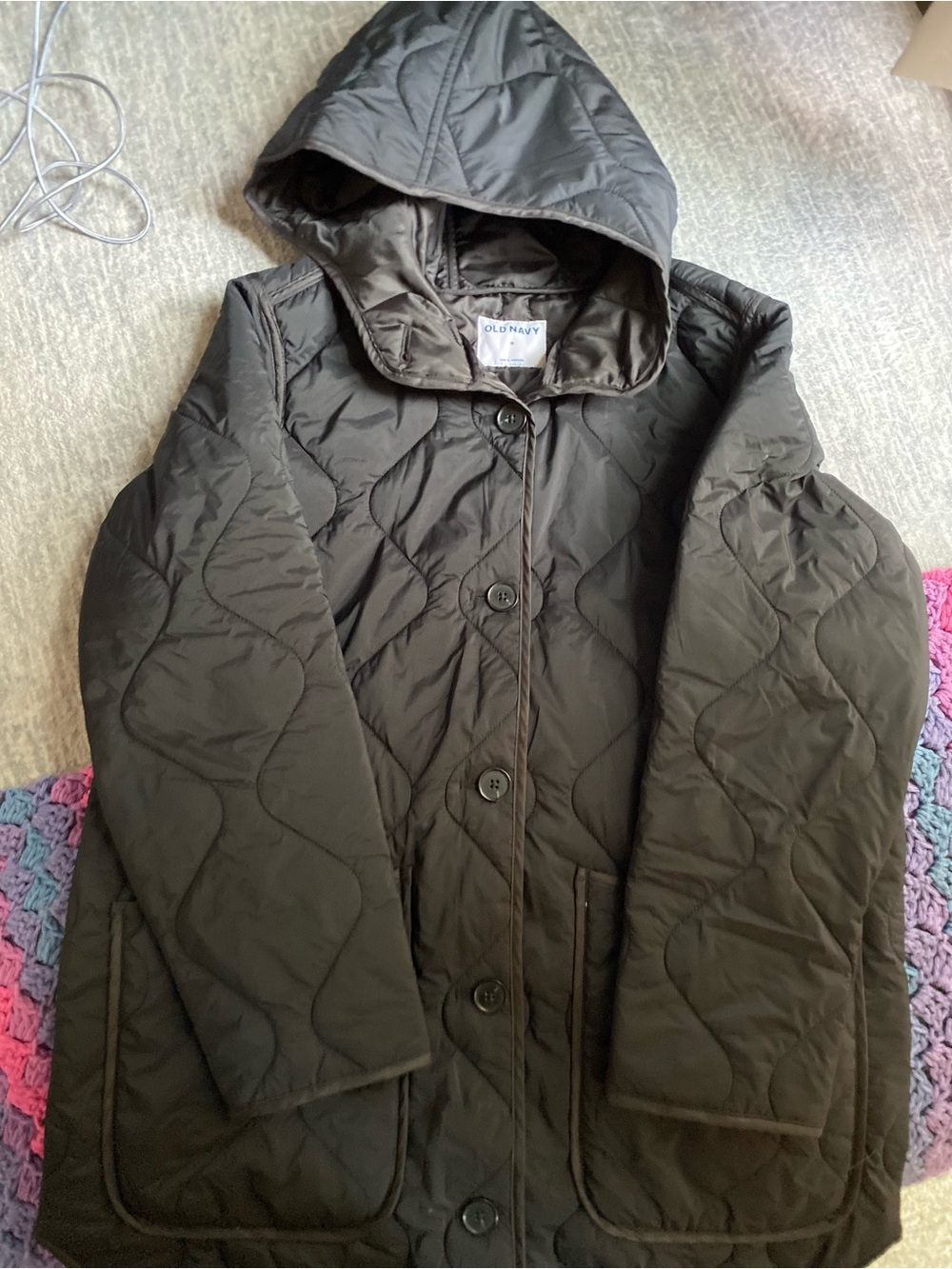 Old Navy Quilted Hooded Puffer Jacket - Olive Green